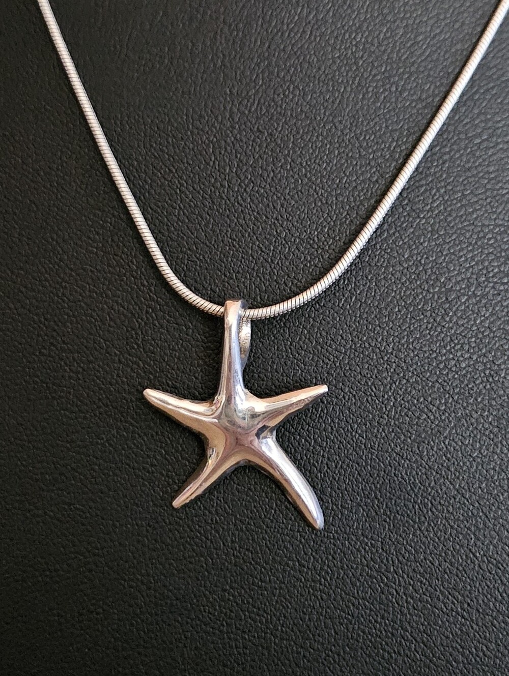 Vintage Sterling Silver Starfish Sea Star Pendant Sterling Silver Rope Necklace